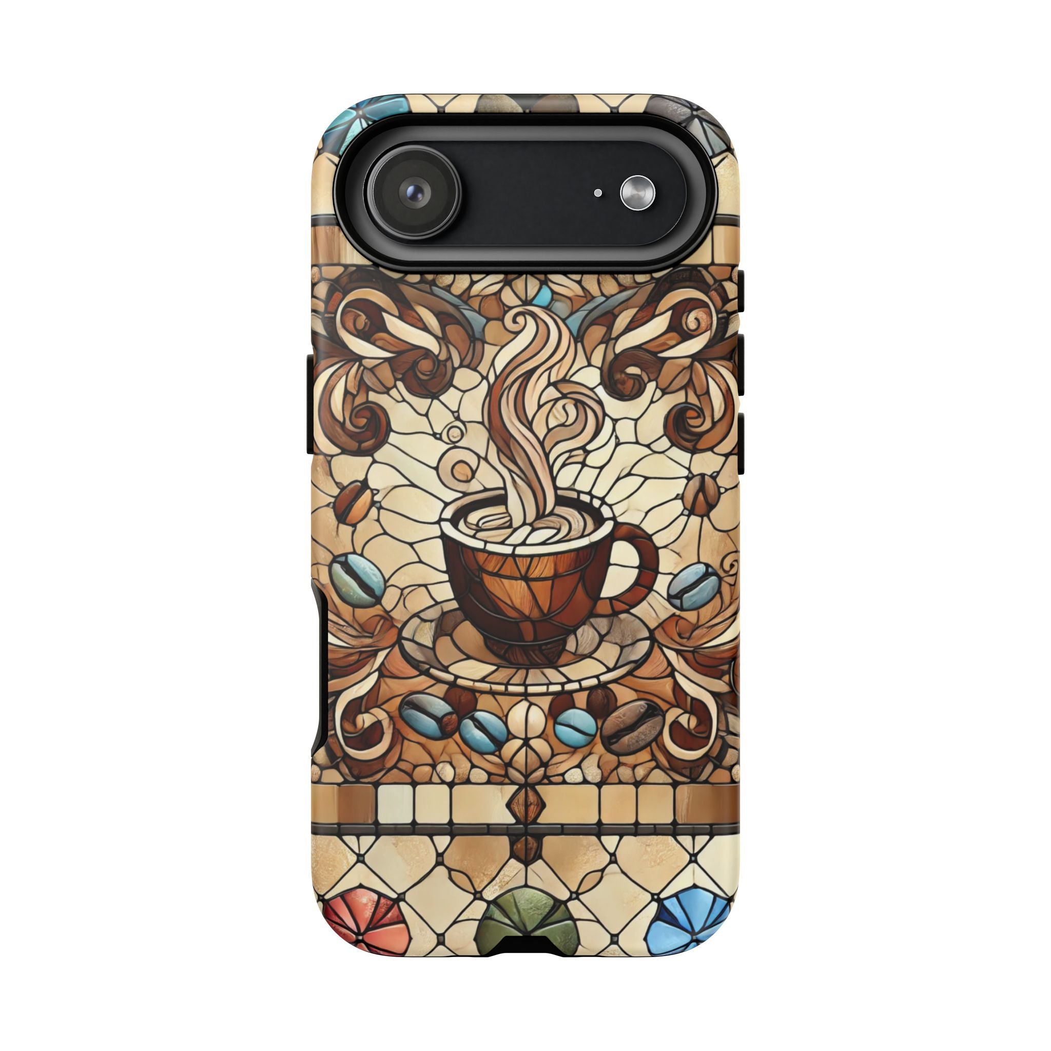 Stained Glass Coffee iPhone Case – Shockproof TPU, 3D Wrap Design