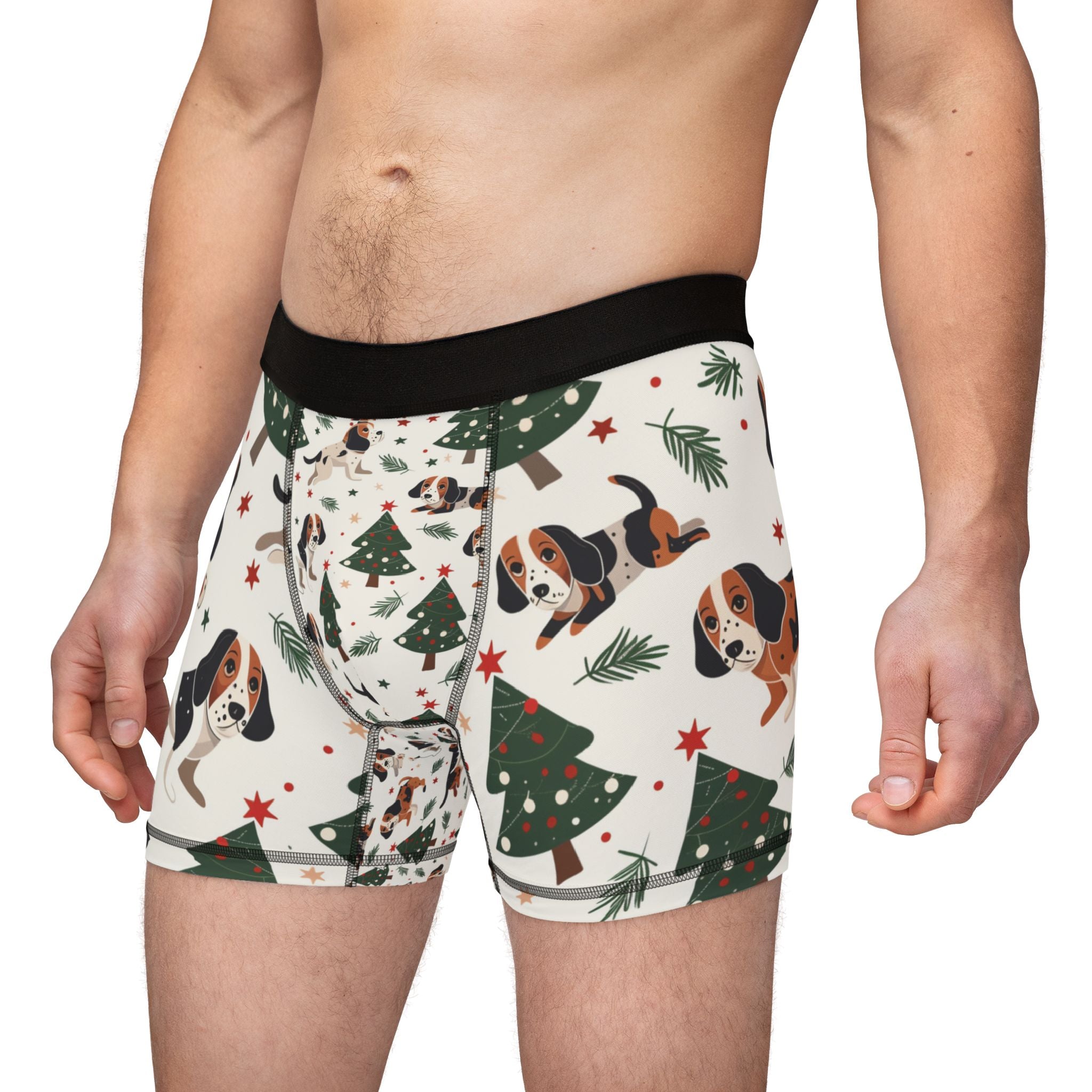 Beagle Christmas Boxers — Holiday Dog Print Men's Boxer Briefs