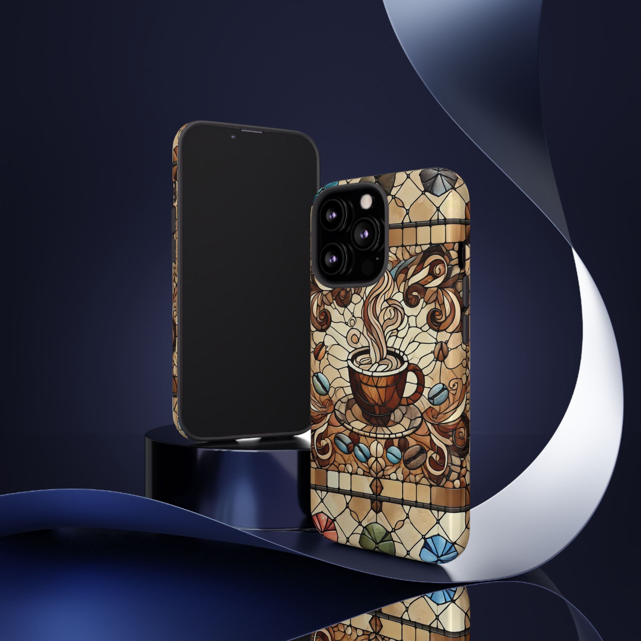 Stained Glass Coffee iPhone Case – Shockproof TPU, 3D Wrap Design