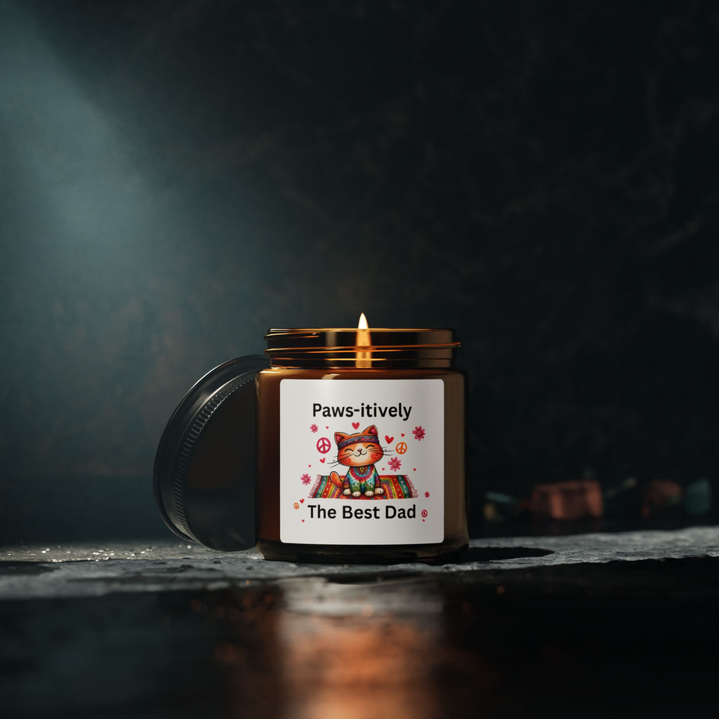 Paws-itively The Best Dad Scented Soy Candle, Cat Dad Gift