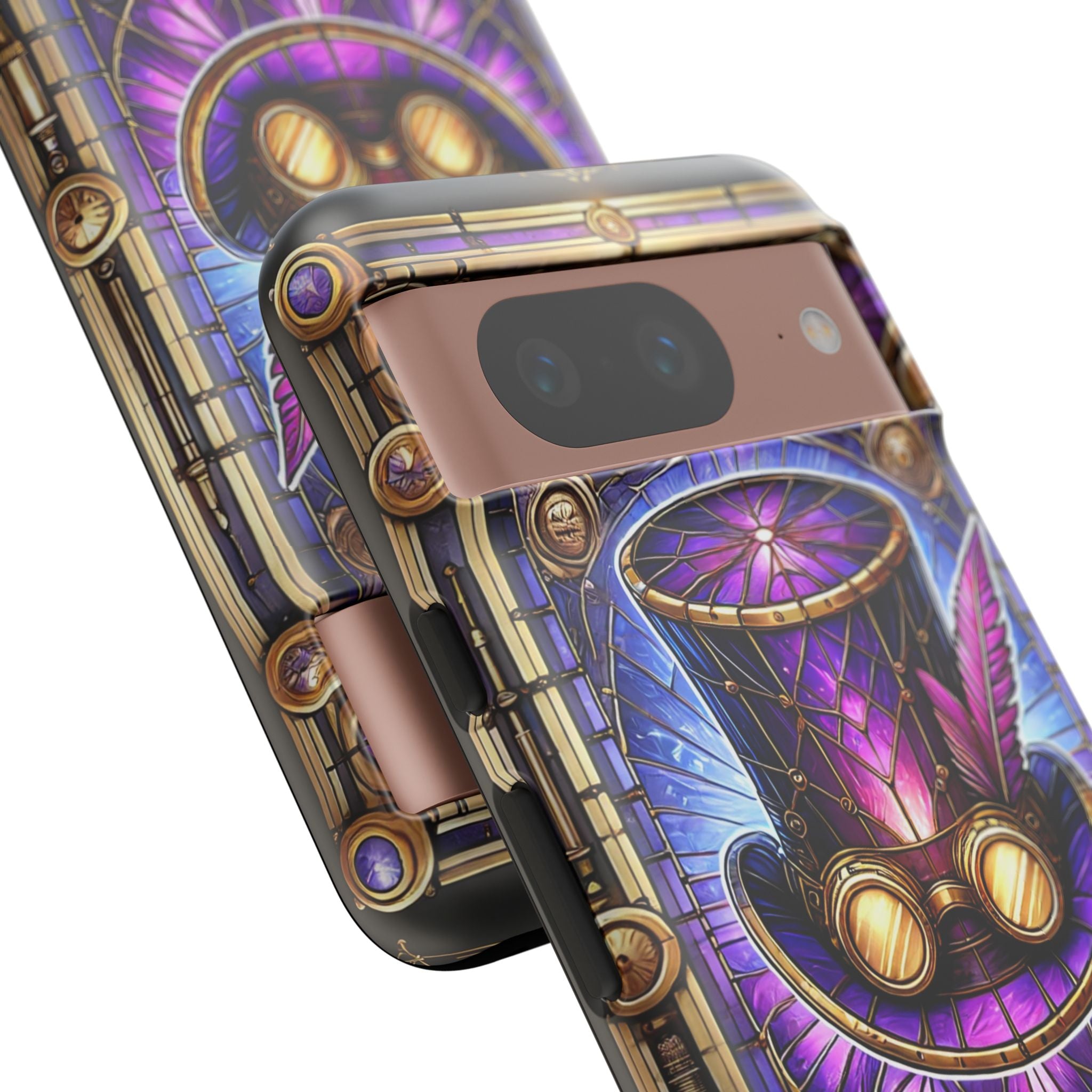 Stained Glass Steampunk Android Phone Case – 3D Full-Wrap Protective Cover with TPU Liner