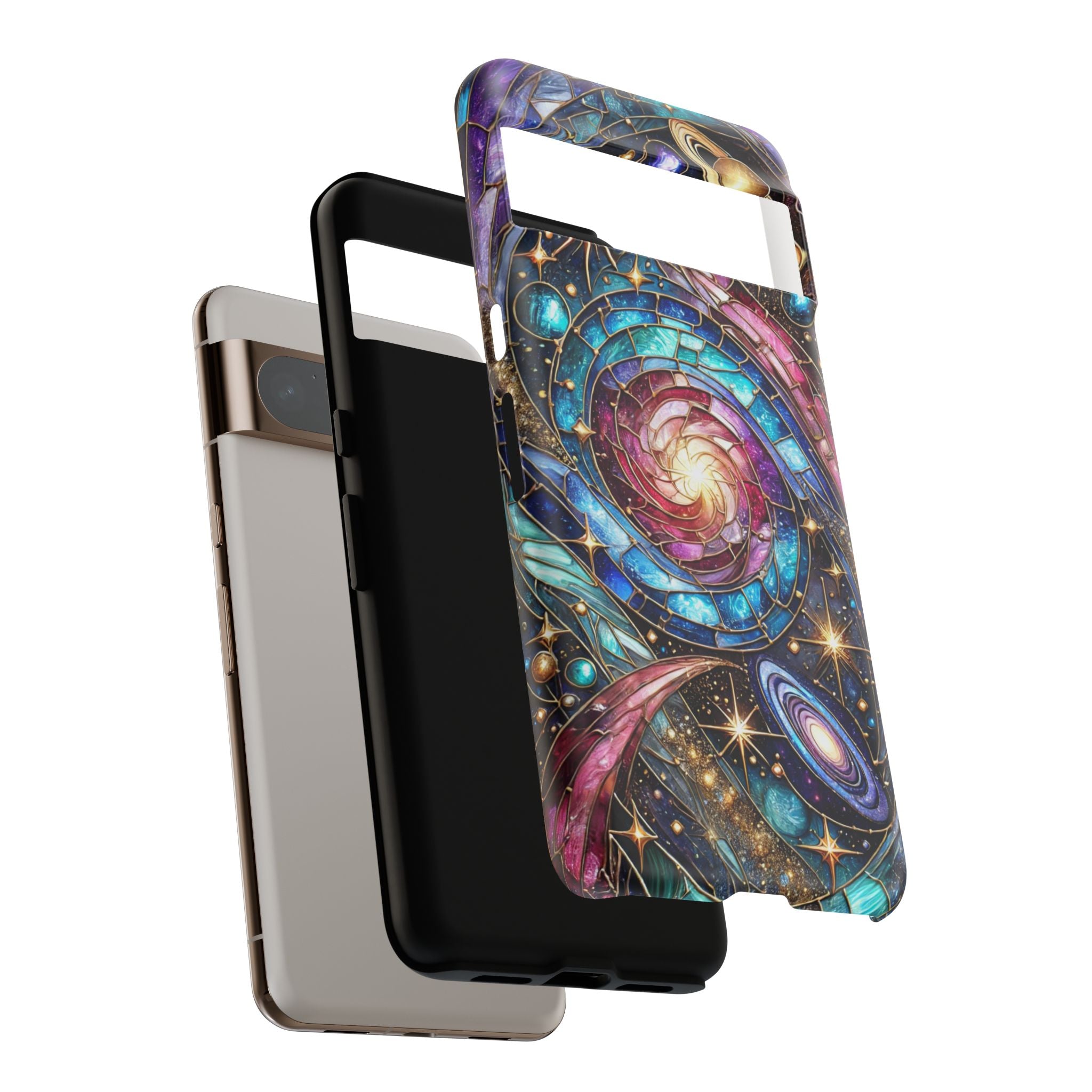 Stained Glass Celestial Android Phone Case – 3D Galaxy Full-Wrap Protective Cover with TPU Liner