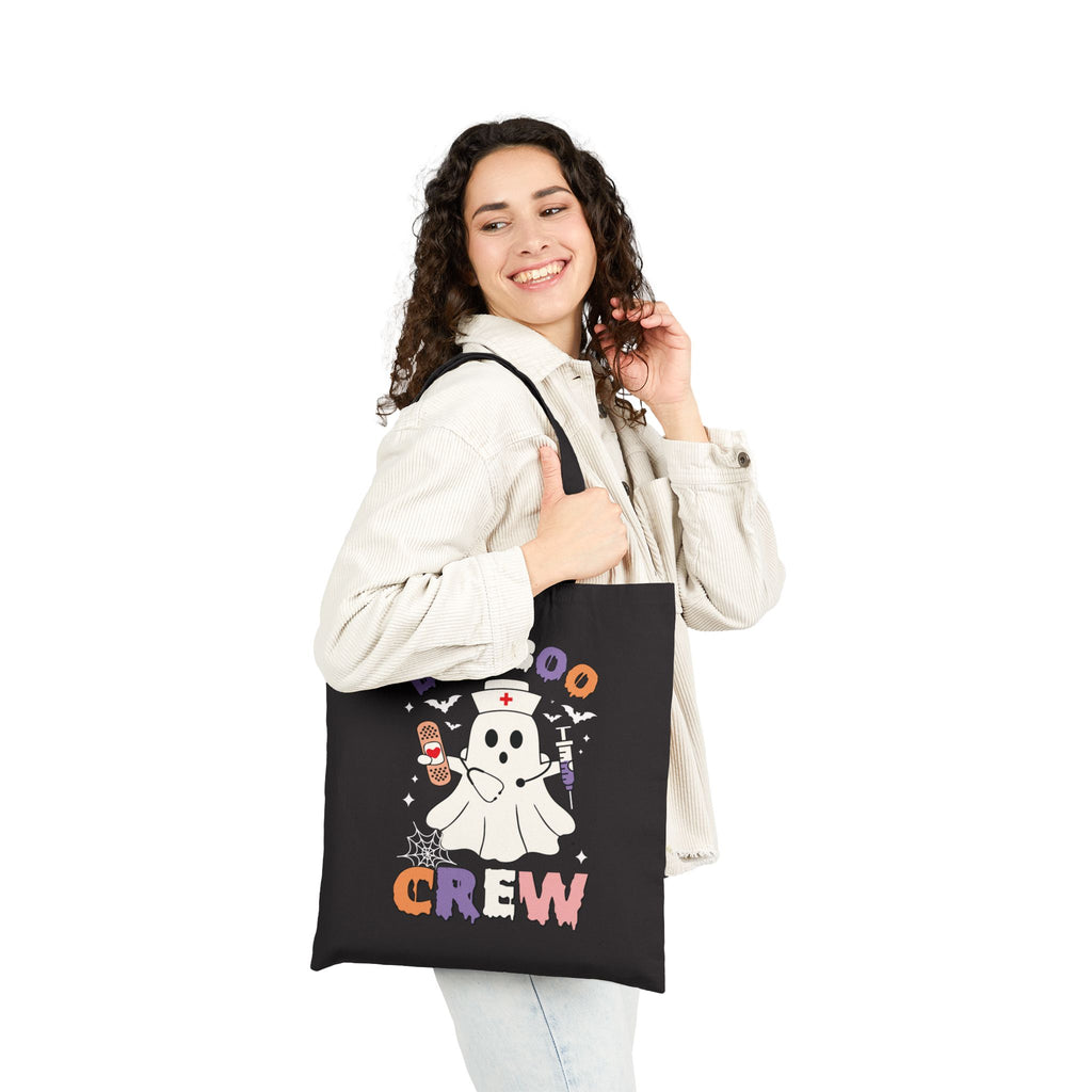 Boo-boo Crew Canvas Nurse Tote Bag - Spooky Season Medical Student Gift, Halloween Trick or Treat Bag, Healthcare Worker Reusable Laptop Bag