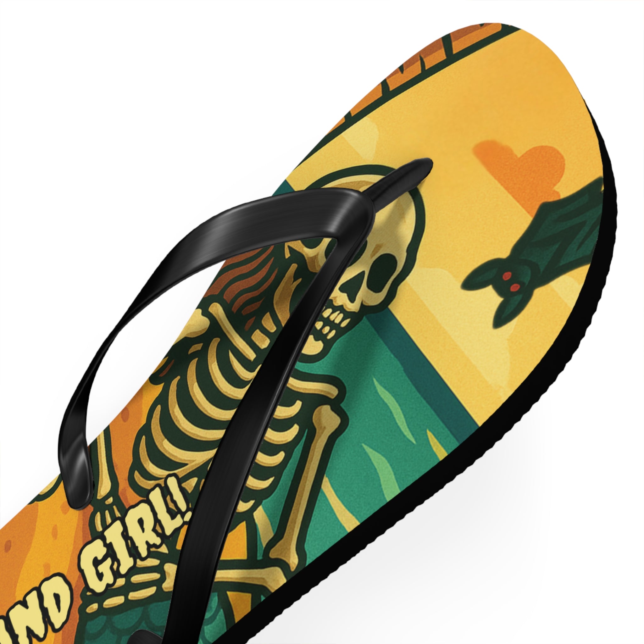 Beach Vibes Flip Flops, Island Girl Skull Design Sandals