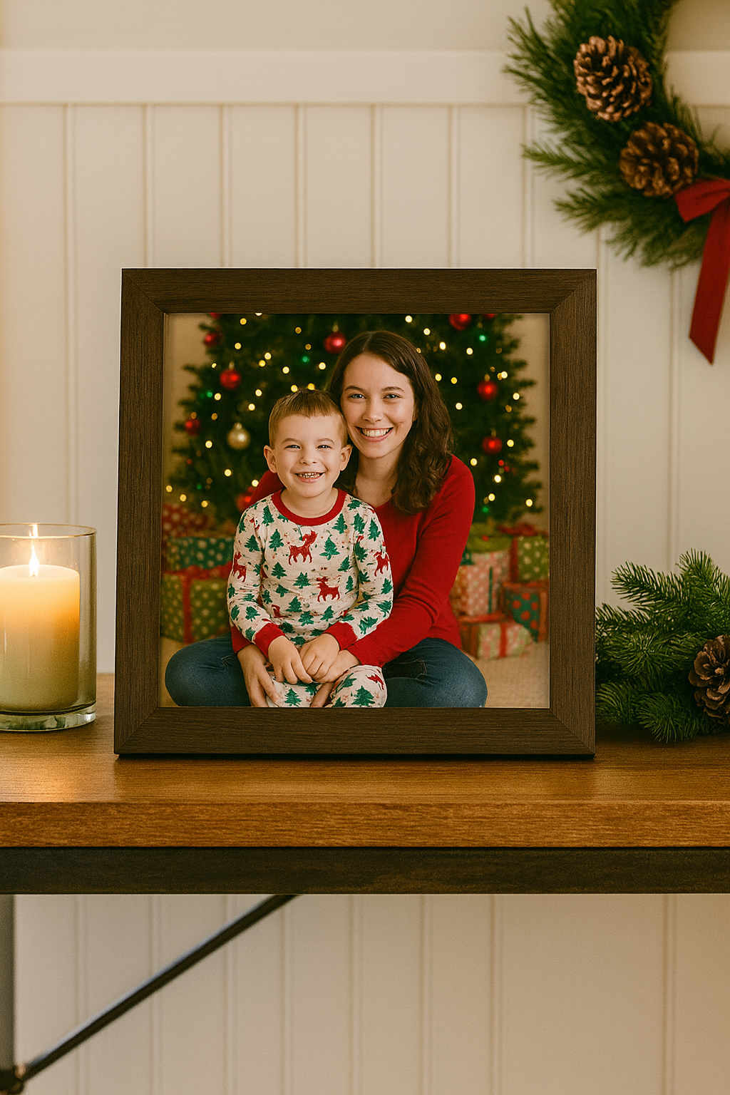 Personalized Christmas Family Portrait Wrapping Paper Roll, Holiday Gift Wrap