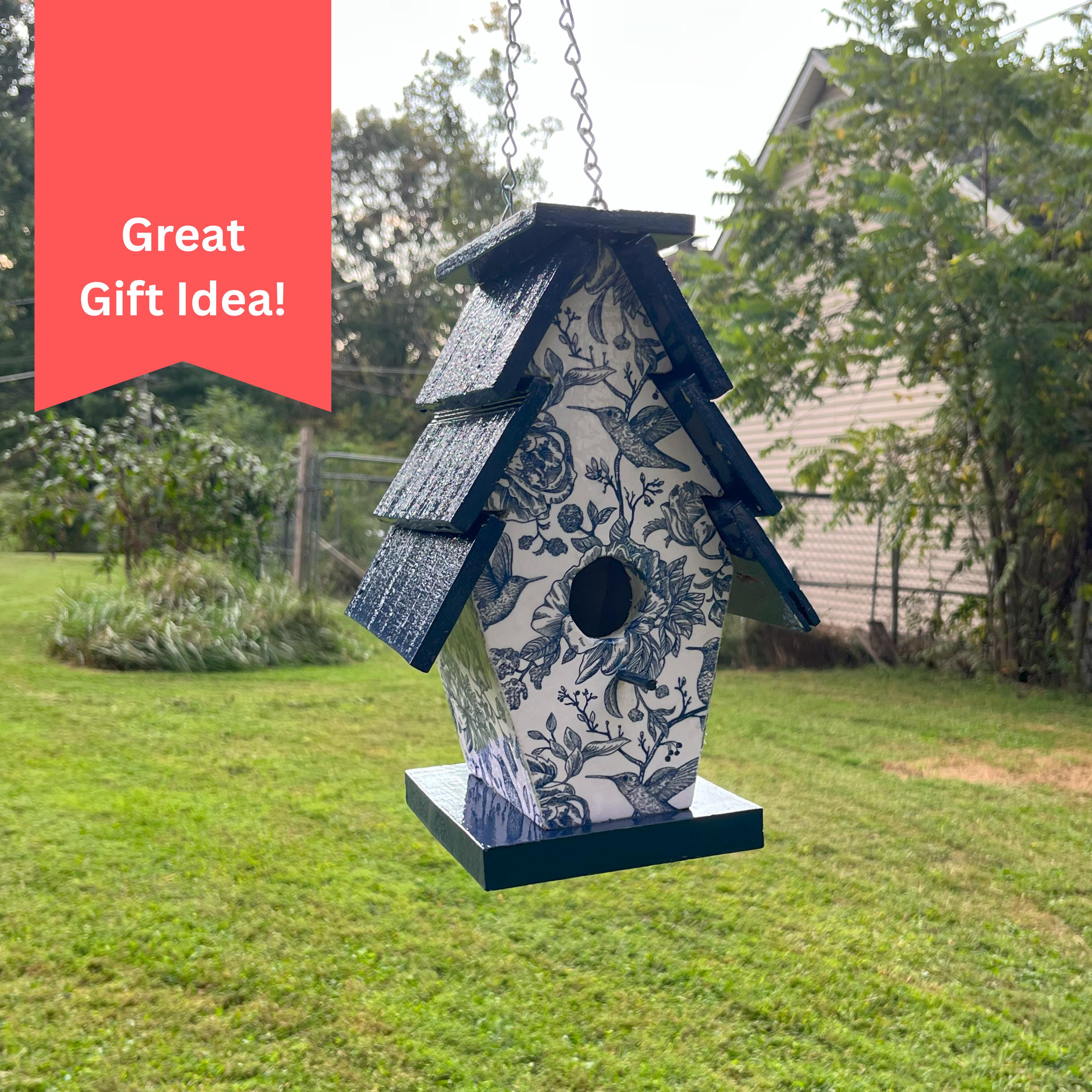 Handmade Classic Blue Wooden Birdhouse