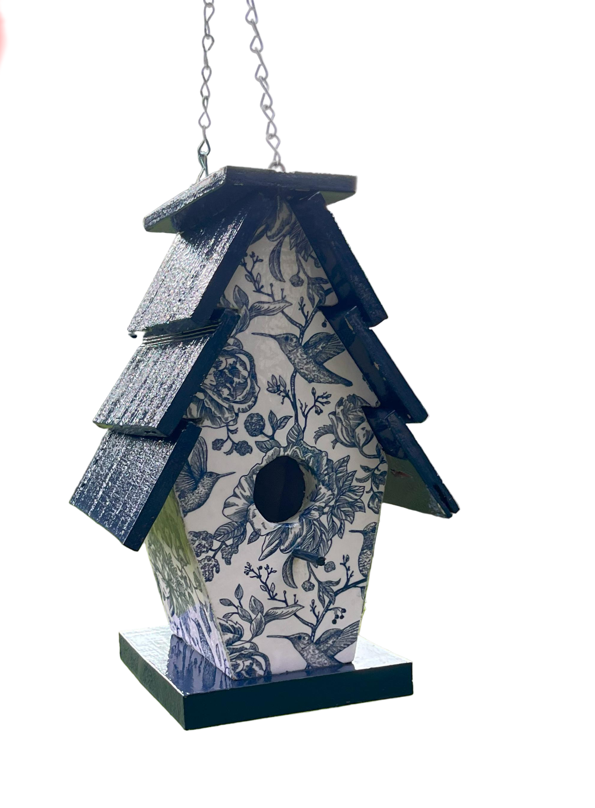 Handmade Classic Blue Wooden Birdhouse
