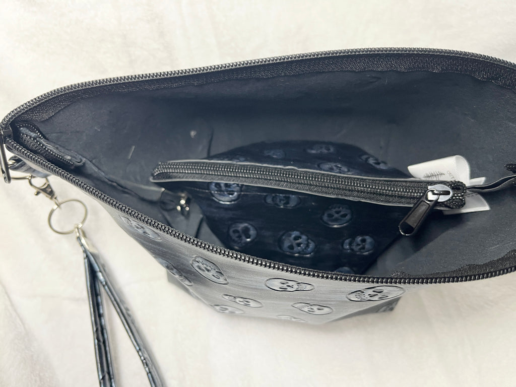 Black Skulls Cosmetics 2 Piece Bag Set, Travel Accessories Set