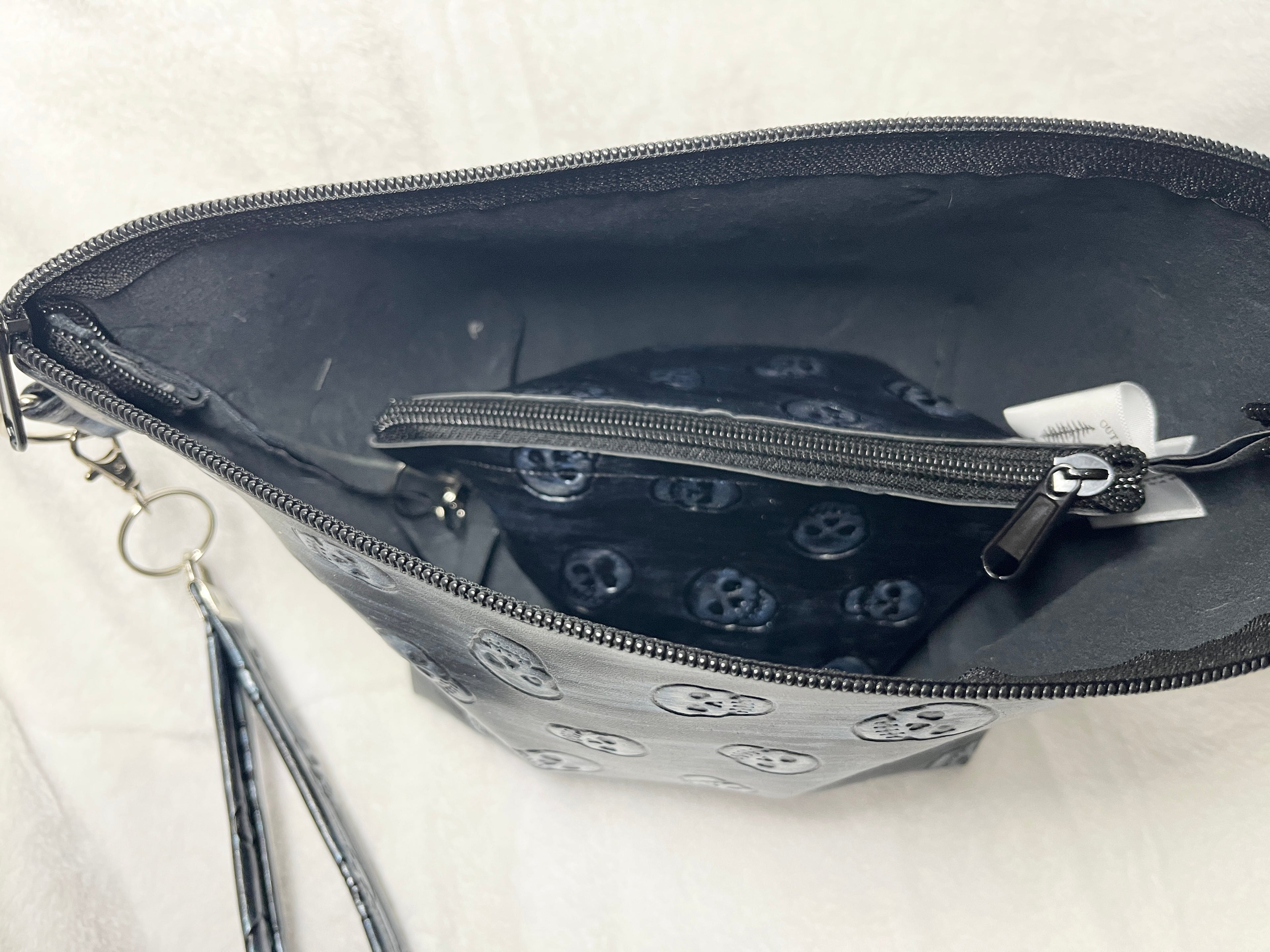 Black Skulls Cosmetics 2 Piece Bag Set, Travel Accessories Set