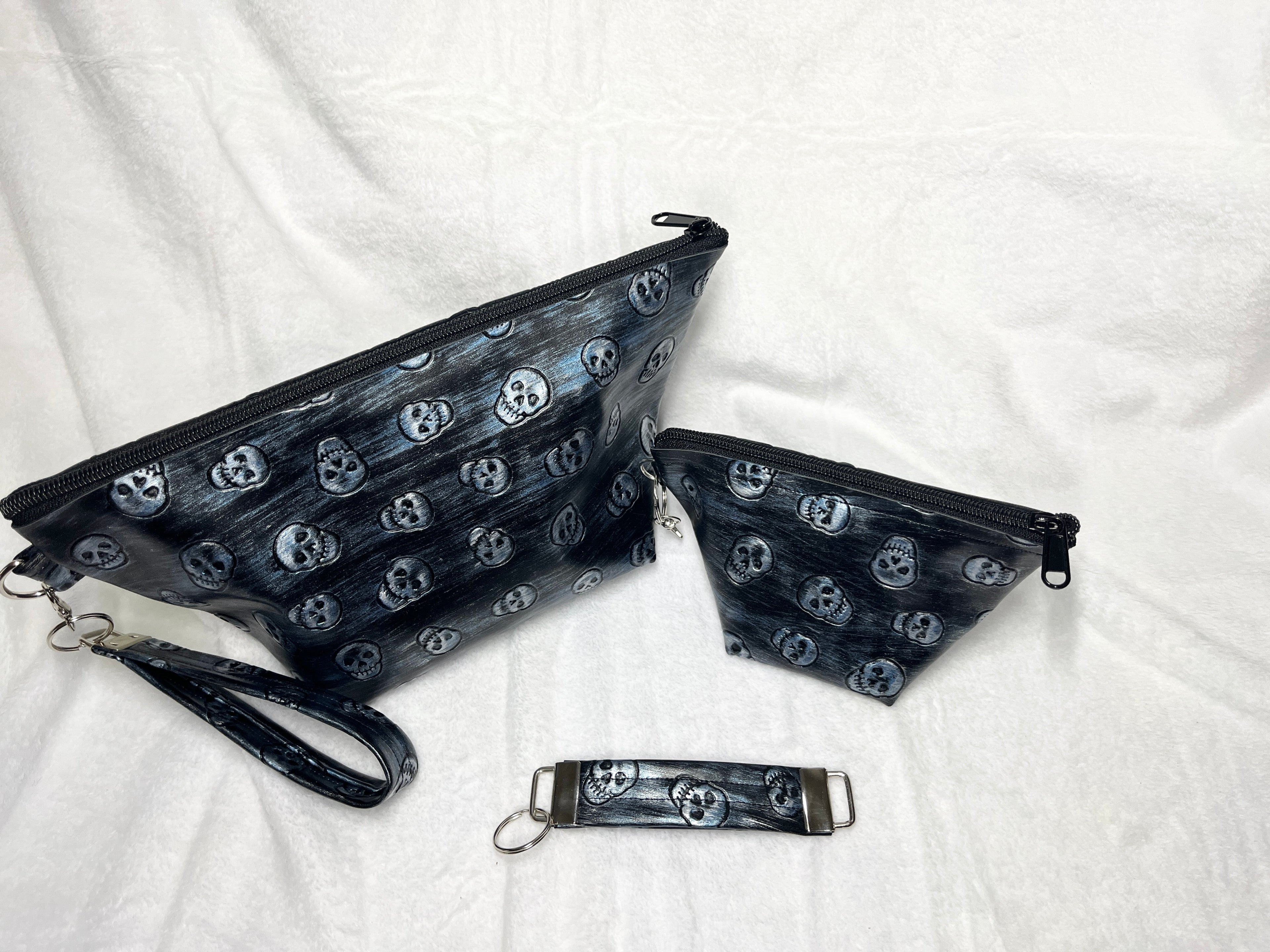 Black Skulls Cosmetics 2 Piece Bag Set, Travel Accessories Set