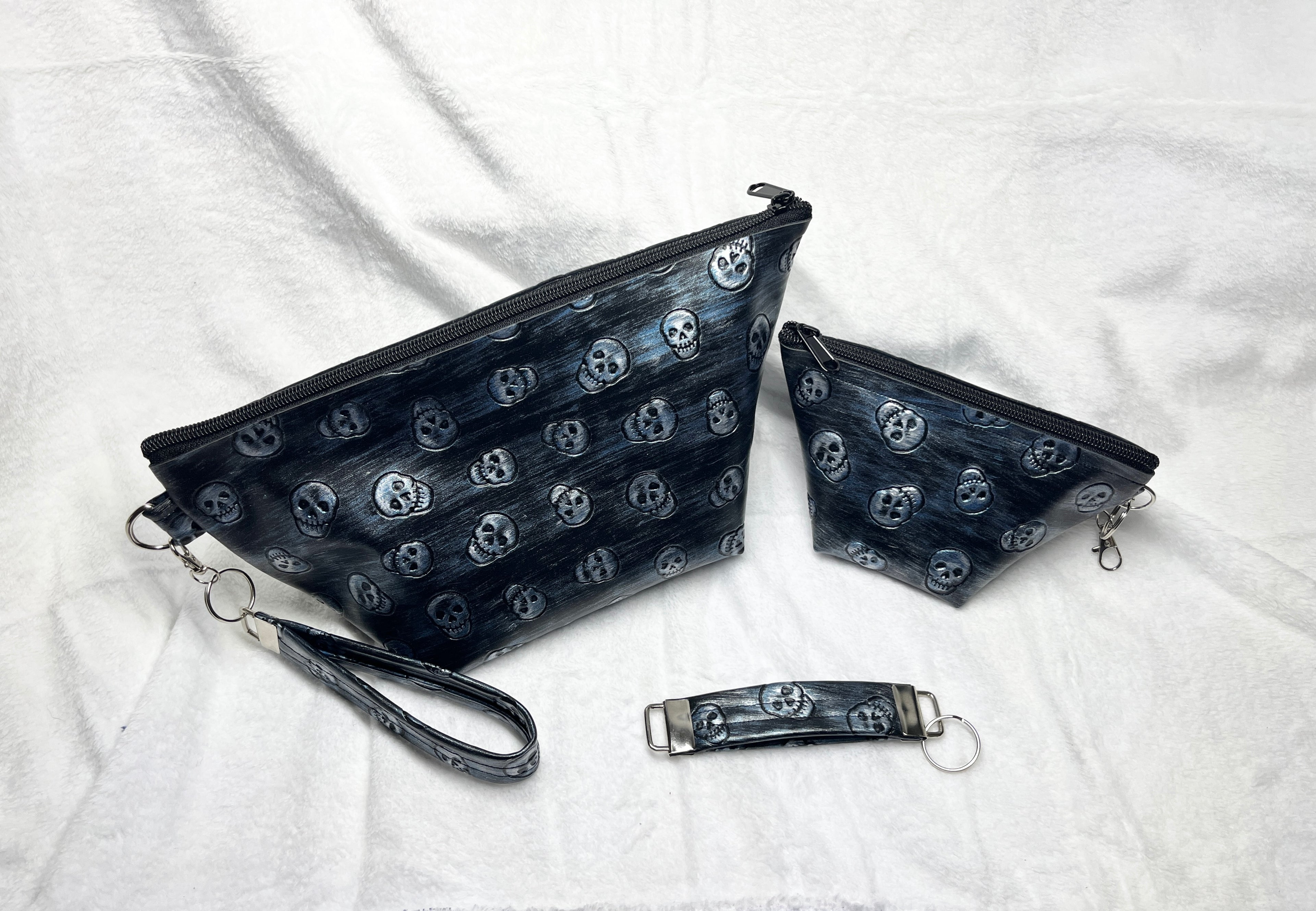 Black Skulls Cosmetics 2 Piece Bag Set, Travel Accessories Set