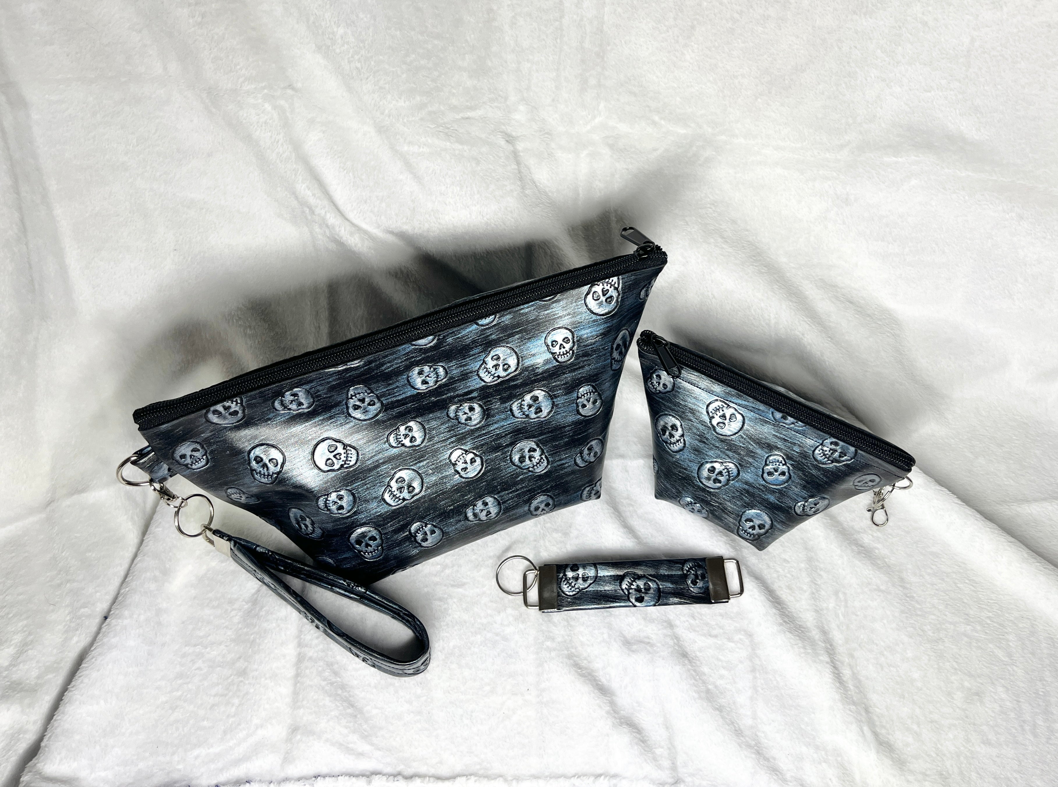 Black Skulls Cosmetics 2 Piece Bag Set, Travel Accessories Set