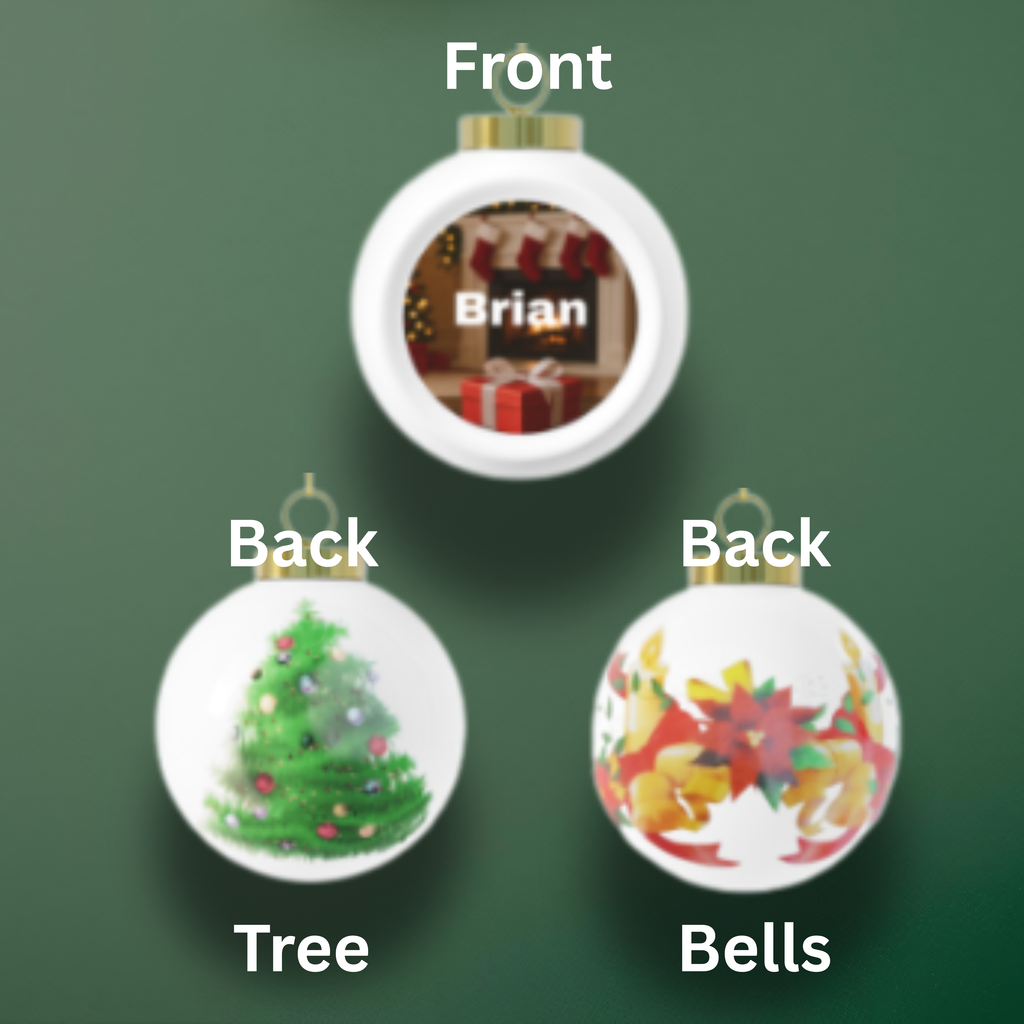 Custom Photo Christmas Ornament – Personalized Ceramic (Tree or Bells)